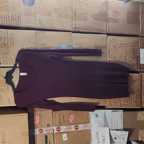No Boundaries Dresses & Skirts - No Boundaries Ribbed Long Sleeve Stretchy XLARGE Plum Dress